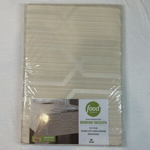 Table Cloth Food Network Microfiber Ivory Stain Resistant Tablecloth 70” New